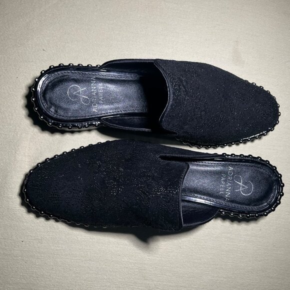 ADRIANNA PAPELL Maura Studded and Embellished Leather Mules in Black Women's 7M - Picture 4 of 8